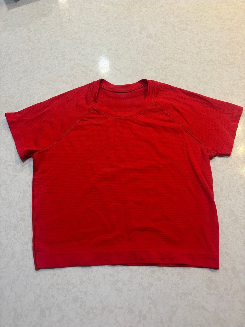 lululemon athletica Bright Red Short Sleeve Crew Neck Top cropped